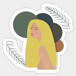 Blonde Girl Geometric Sticker